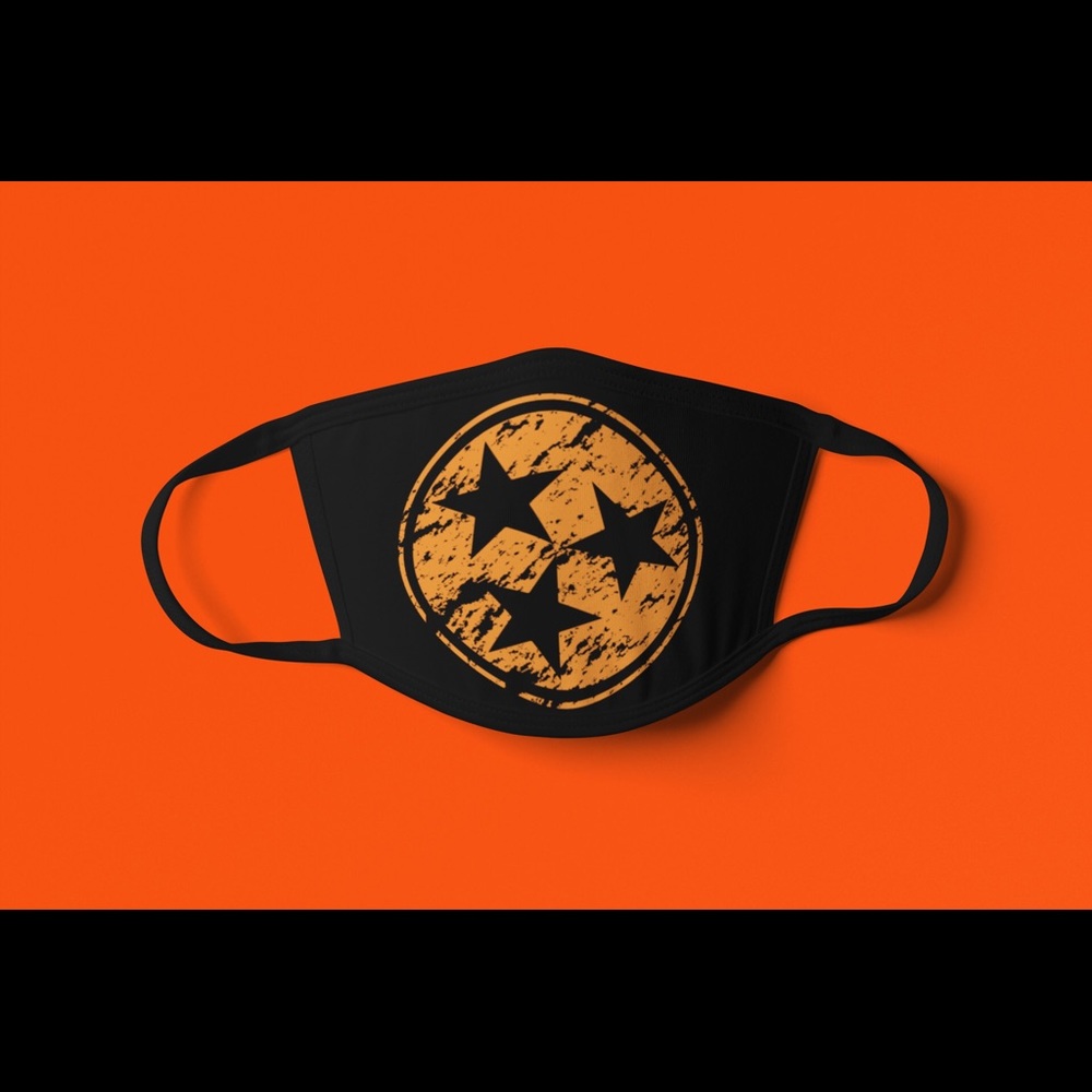 Distressed tri-star face mask